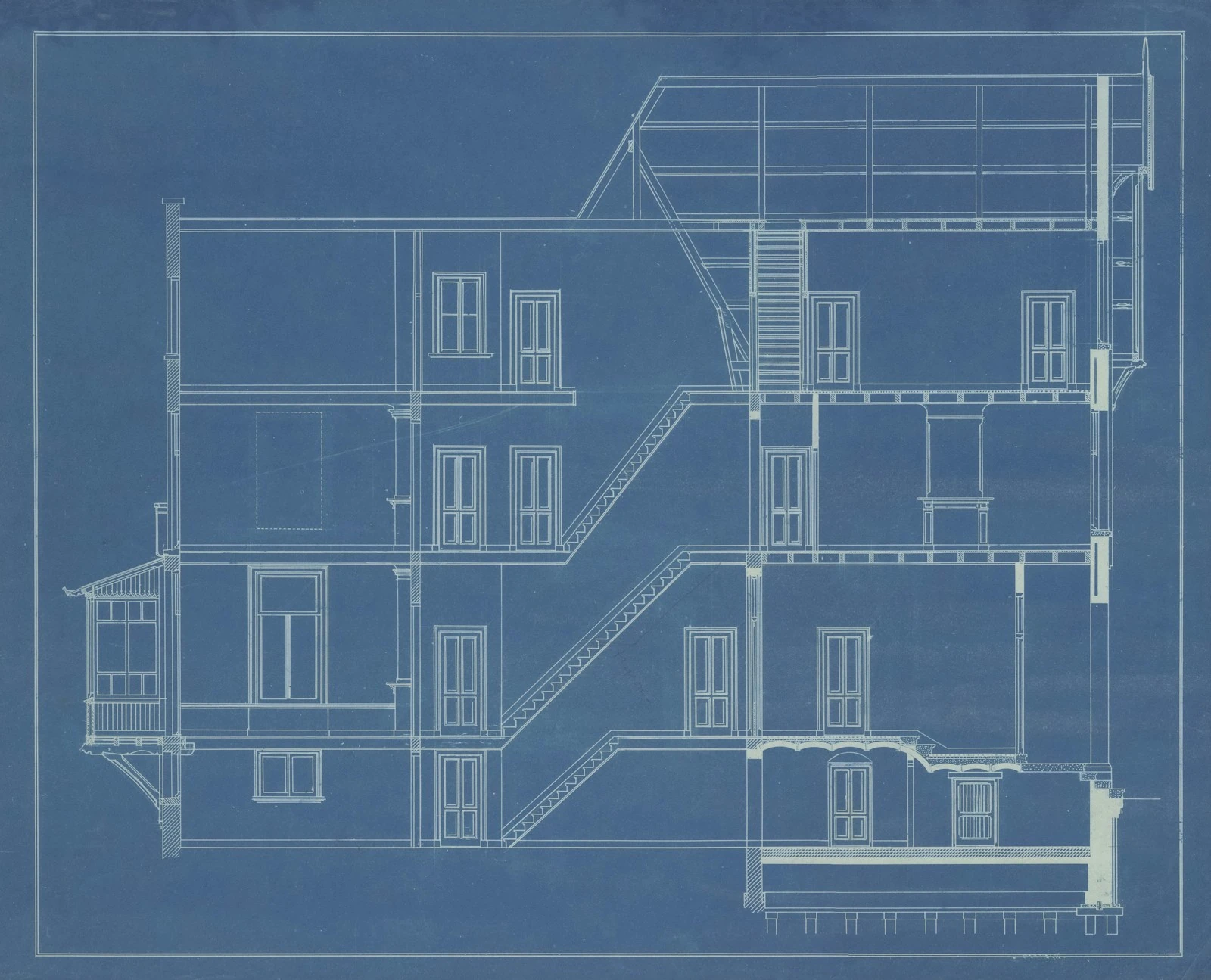 Architectural blueprint showing building elevations